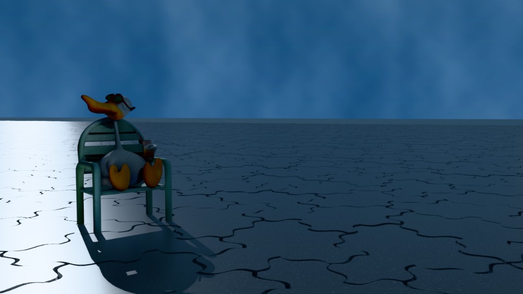 Duck on a chair over monotile ground