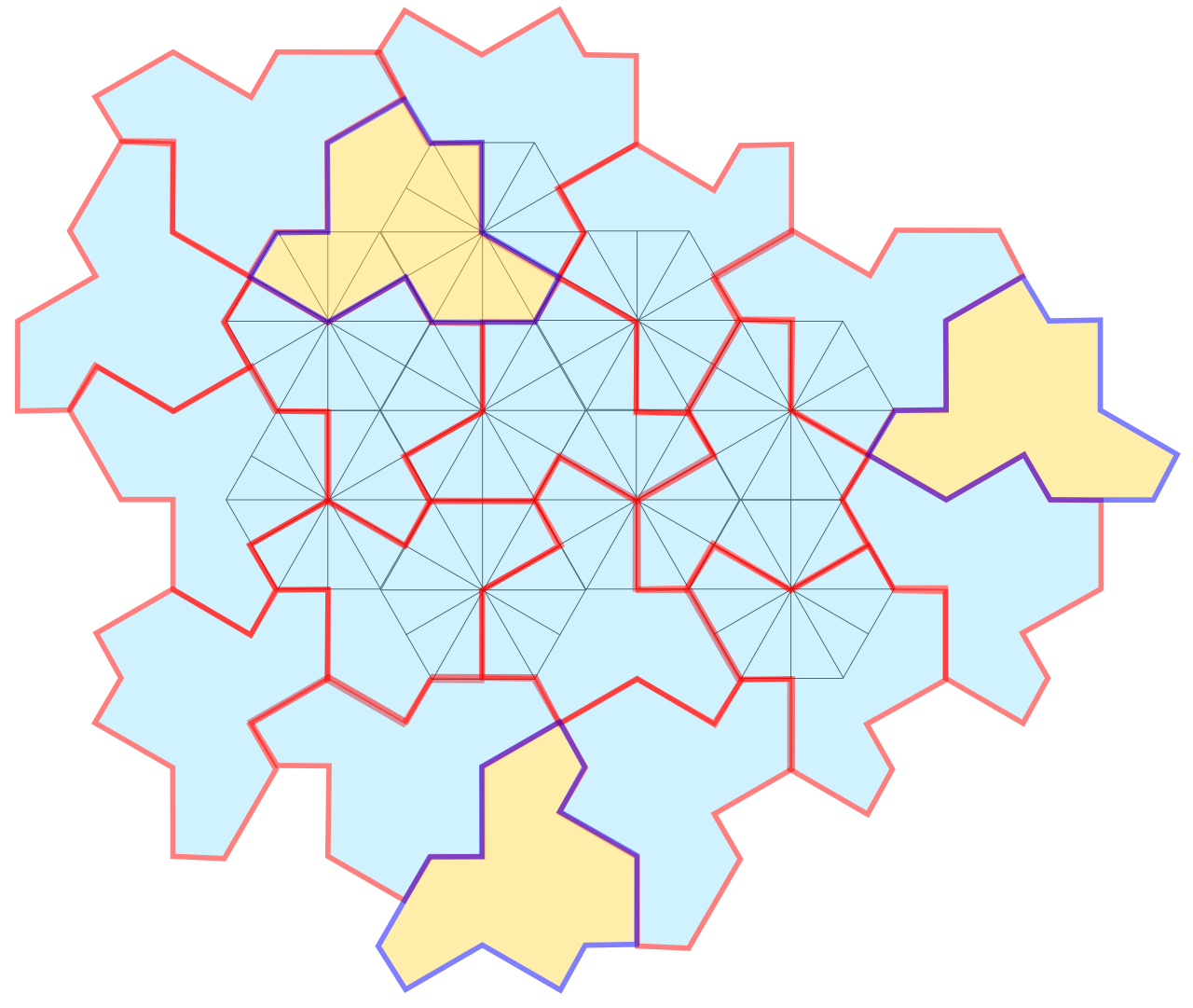 Hat aperiodic monotile construction from hexagon symmetry lines